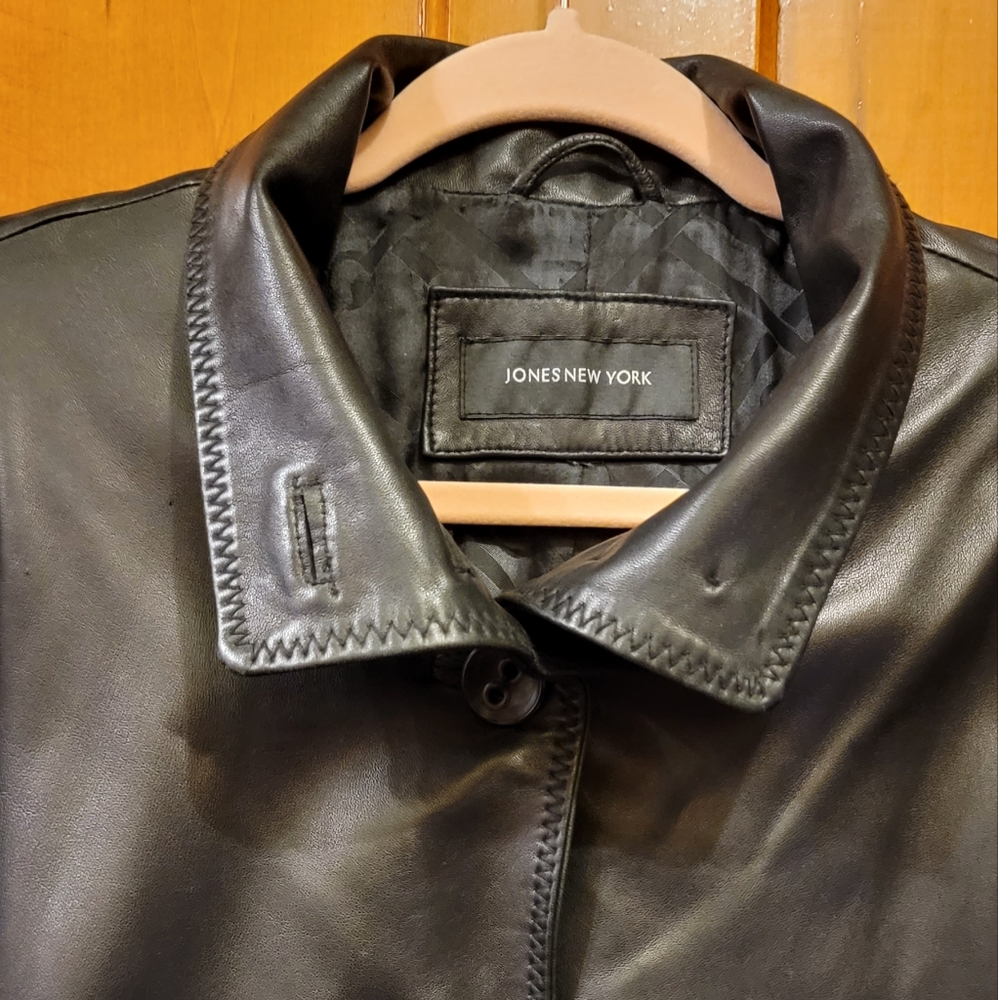 COPY - 🦋Vintage Black Leather Swing Jacket 🦋Jones New York 1X Plus Wom - Picture 1 of 15